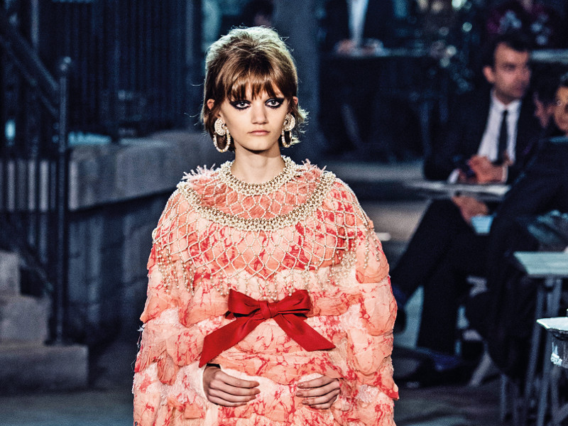 ROME, ITALY - DECEMBER 01:  A model walks the runway during the Chanel Metiers d'Art 2015/16 Fashion Show at Cinecitta on December 1, 2015 in Rome, Italy.  (Photo by Pietro D'aprano/Getty Images)