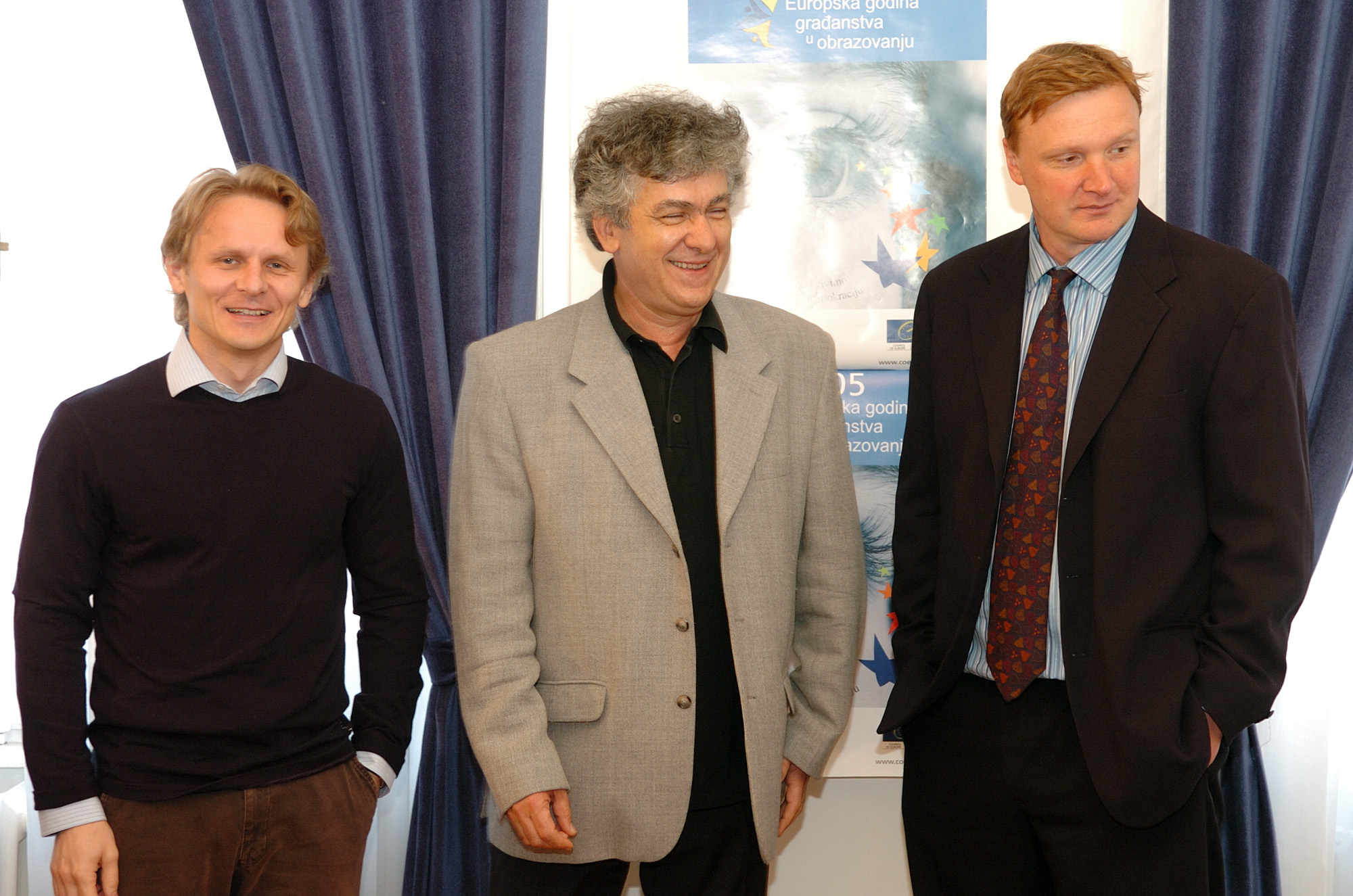 Arhivska fotografija. Na slici: prof. Ivan Đikić, Miroslav Radman, prof. Dimitri Krainc.