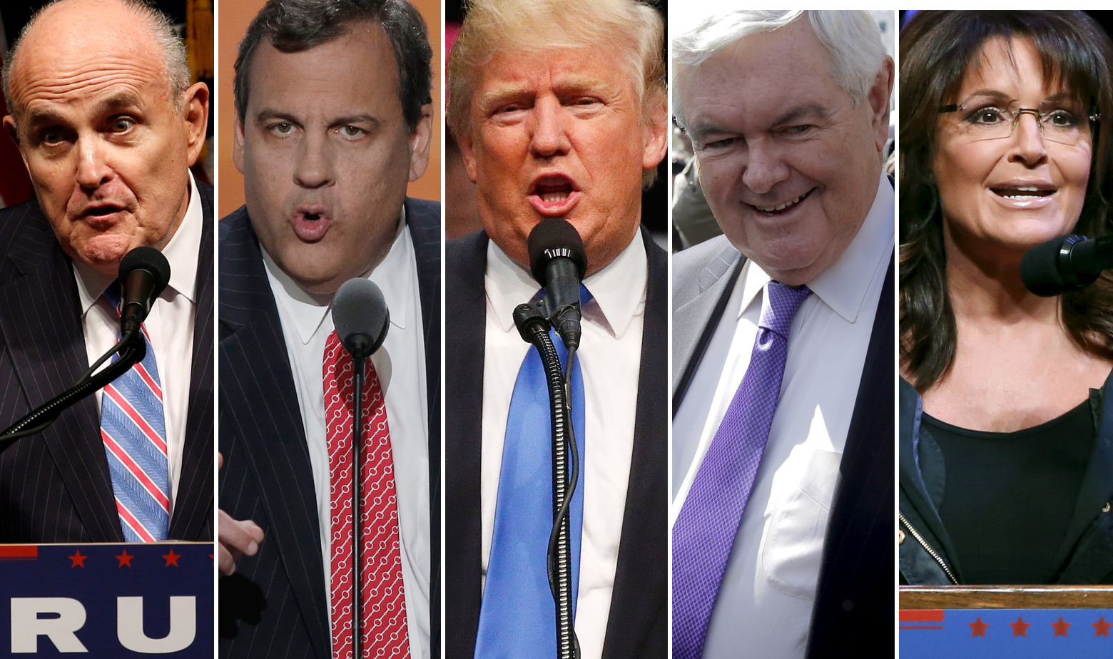 S lijeva na desno: Rudy Giuliani, Chris Christie, Donald Trump, Newt Gingrich, Sarah Palin 