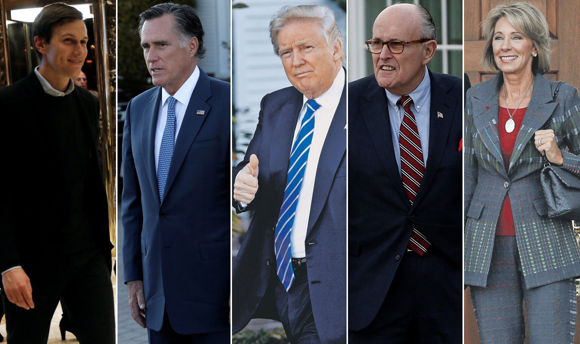 Jared Kushner, Mitt Romney, Donald Trump, Rudy Giuliani, Betsy DeVos