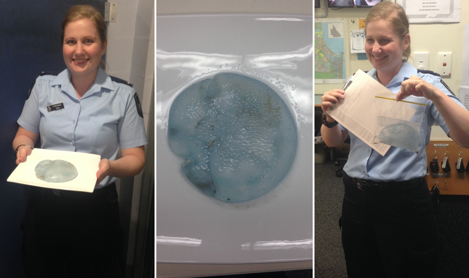 Policajka pozira s meduzom 