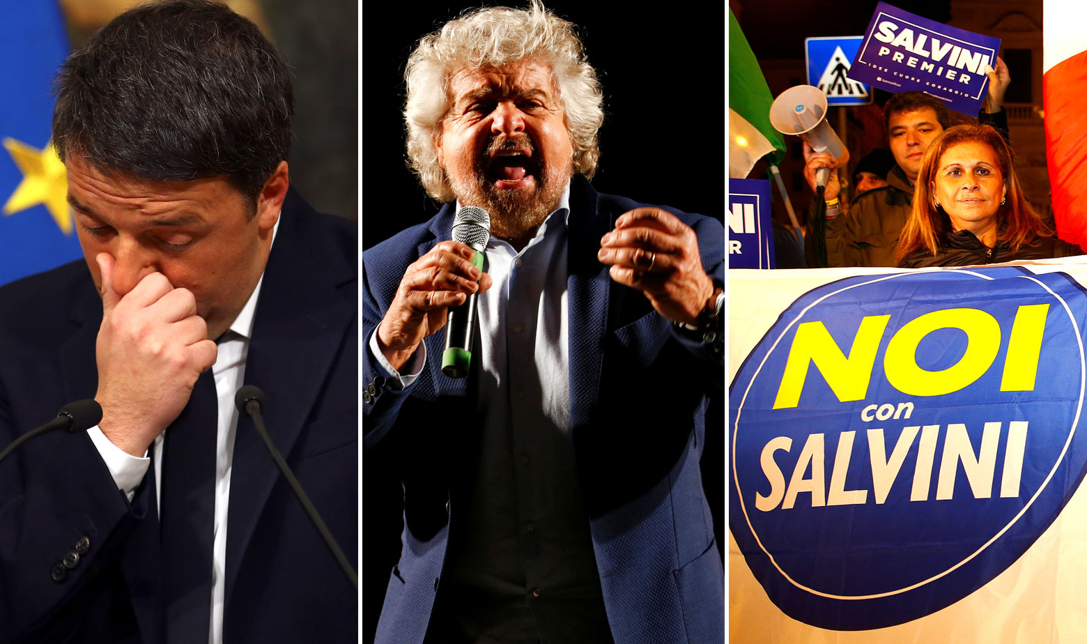 Matteo Renzi, Beppe Grillo, pobornici izbora 'ne' na referendumu