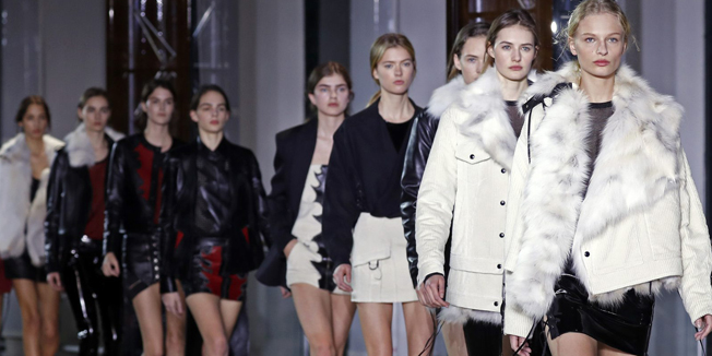 Models present creations by designer Anthony Vaccarello during his Fall/Winter 2016/2017 women's ready-to-wear collection show in Paris, France, March 1, 2016. REUTERS/Benoit Tessier