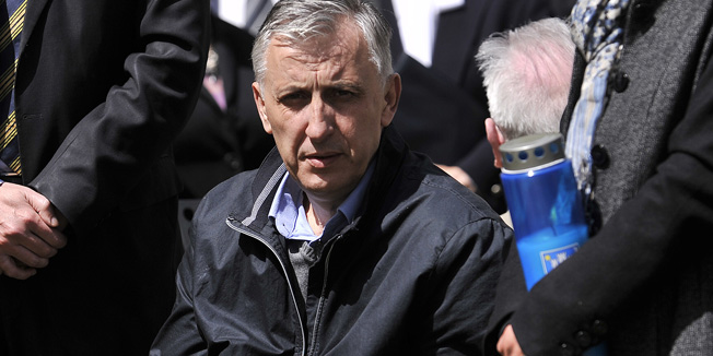 Zagreb, 290415.Ministarstvo graditeljstva i prostornog uredjenja, Republike Austrije 20.Gradolnacelnik Grada Zagreba Milan Bandic otkrio spomen-plocu poginulim hrvatskim vojnicima u 1. svjetskom ratu koji su svoje zivote ostavili na bojisnicama Europe i Azije.Na fotografiji: Miodrag Demo.Foto: Damir Krajac / CROPIX