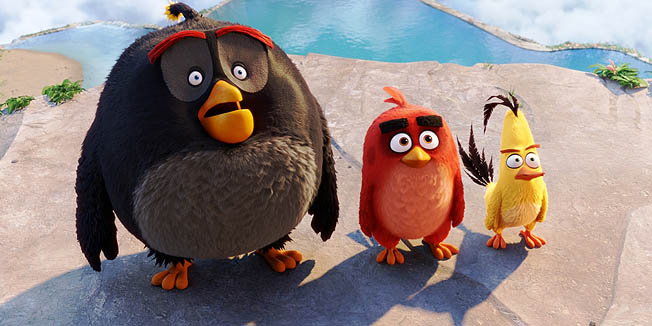 Bomb (Danny McBride), Red (Jason Sudeikis), Chuck (Josh Gad) in Columbia Pictures and Rovio Animation's ANGRY BIRDS.