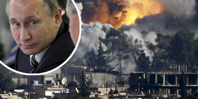 Smoke rises over the Syrian town of Kobani after an airstrike, as seen from the Mursitpinar border crossing on the Turkish-Syrian border in the southeastern town of Suruc in Sanliurfa province, Turkey, October 18, 2014.     REUTERS/Kai Pfaffenbach   SEARCH 'FIVE YEARS SYRIA' FOR ALL IMAGES