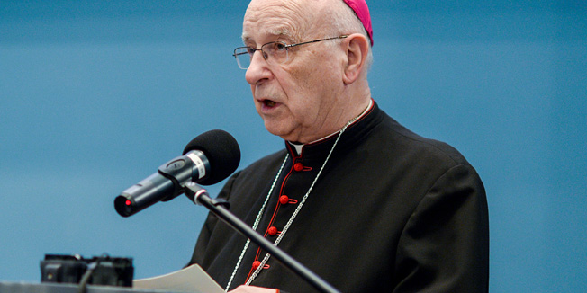 Zagreb, 250116. Kaptol 29a.Hrvatska biskupska konferencija.Predstavljanje pisane bastine djakovackoga ili bosanskog i srijemskog biskupa Josipa Jurja Strossmayera, objavljene u cetiri sveska pod naslovom Sve za vjeru i za domovinu. Na predstavljanju uvodno slovo odrzao je zagrebacki nadbiskup kardinal Josip Bozanic.Na fotografiji: Marin Srakic.Foto: Goran Mehkek / CROPIX