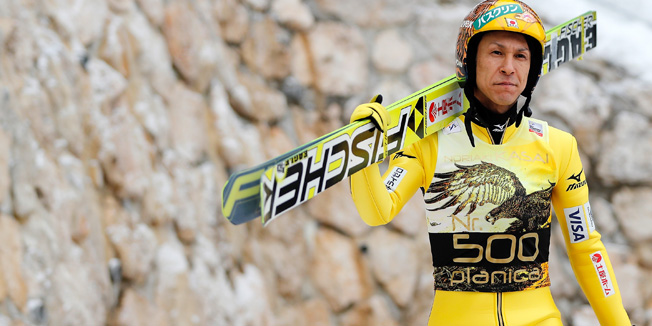 PLANICA, SLOVENIA - MARCH 17:  Noriaki Kasai of Japan looks on prior to day 1 of the FIS Ski Jumping World Cup at Letalnica on March 17, 2016 in Planica, Slovenia. It's Noriaki Kasai's 500th appearance in the FIS Ski Jumping World Cup.  (Photo by Samo Vidic/Getty Images)