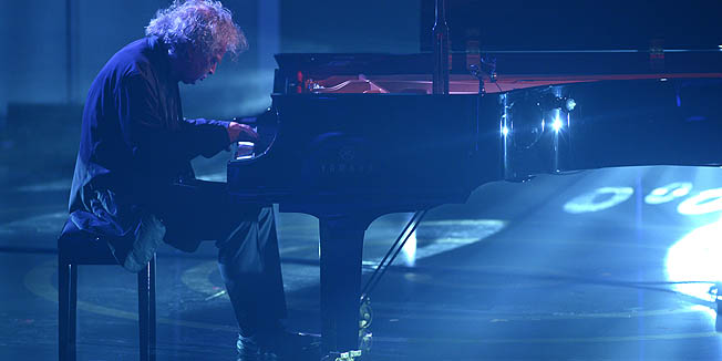 HAMBURG, GERMANY - MAY 22:  Joachim Kuehn (pianist of the year national) performs during Echo Jazz Award 2014 ceremony at Kampnagel on May 22, 2014 in Hamburg, Germany.  (Photo by Christian Augustin/Getty Images)