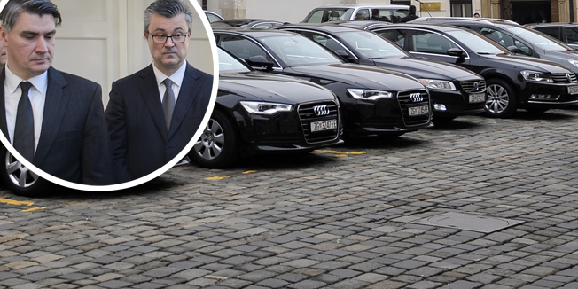 Zagreb, 290115.Vladin vozni park na Trgu Sv. Marka.Foto: Bruno Konjevic / CROPIX