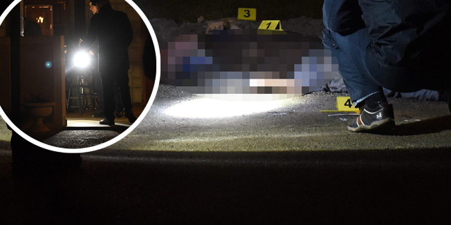 Karlovac, 270116.Sinoc oko 22,45 U Belajskim Poljicama ispred caffe bara Boom dogodilo se ubojstvo muske osobe. Ubijen je tupim predmetom a pocinitelj ubojstva je nepoznat i za njim se traga.Na fotografiji: Ocevid na mjestu ubojstva.Foto: Robert Fajt / CROPIX