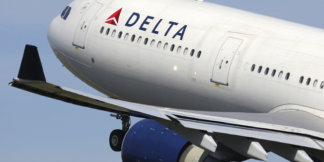 Amsterdam, Netherlands - April 21, 2015: A Delta Air Lines Airbus A330-300 with the registration N808NW takes off from Amsterdam Airport (AMS) in the Netherlands. Delta is one out of the three major American legacy carriers with its headquarters in Atlanta.