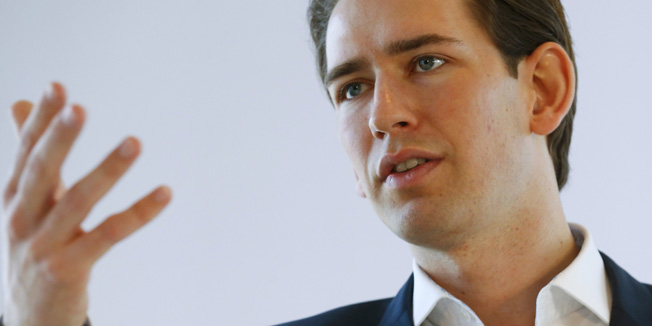 Austrian Foreign Minister Sebastian Kurz addresses a news conference presenting the 