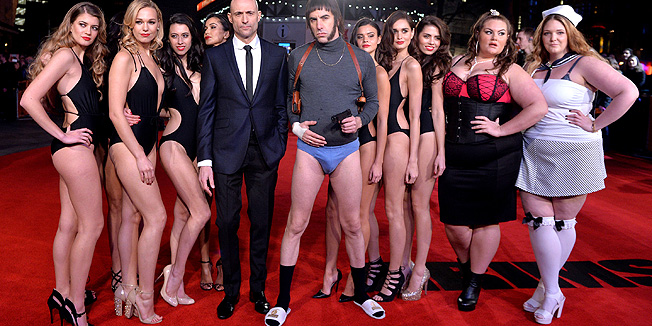 LONDON, ENGLAND - FEBRUARY 22:  Mark Strong and Sacha Baron Cohen attend the World premiere of 