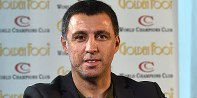 MONTE-CARLO, MONACO - OCTOBER 12:  Hakan Sukur is interviewed at Monte-Carlo Bay during the Golden Foot - Interviews on October 12, 2014 in Monte-Carlo, Monaco.  (Photo by Valerio Pennicino/Getty Images for Golden Foot)