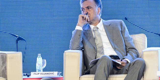 Cavtat, 140714.Hotel Croatia.Summit 100 biznis lidera jugoistocne Europe, dogovor za novo doba u hotelu Croatia u Cavtatu.  Na fotografiji: predsjednici drzava iz jugoistocne Europe na Summitu 100,  predsjednik Crne Gore Filip Vujanovic.Foto: Tom Dubravec / CROPIX