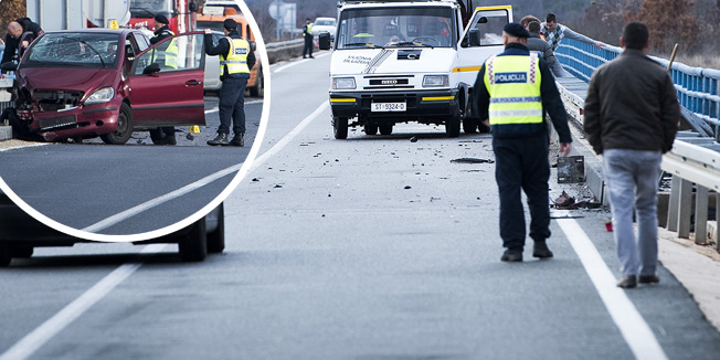 Caporice, 050116.Oko 10,45 sati, pored novog mosta oko dva kilometra od samog mjesta Caporice prema ulazu na autoput, doslo je do prometne nesrece. Vozilo je udarilo u zastitnu ogradu te je u nesreci jedna osoba ozlijedjena.  Nedugo nakon nesrece druga osoba iz automobila se bacila s mosta u kanjon Cetine.Foto: Ante Cizmic / CROPIX