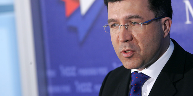 Zagreb, 290312.Ulica Ivana LucicaPress konferencija kandidata za predsjednika HDZ-a Domagoja Ivana Milosevica u prostorijama stozera D.I. Milosevica u poslovnoj zgradi Eurotower. Na slici: Domagoj Ivan Milosevic.Foto: Ranko Suvar / Cropix