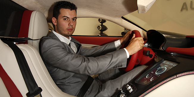 Frankfurt, 130911.Predstavljanje elektricnog automobila Concept One hrvatske tvrtke Rimac Automobili na auto sajmu u Frankfurtu.Na slici: Mate Rimac, osnivac i vlasnik Rimac Automobila.Foto: Zeljko Puhovski / Auto klub / CROPIX