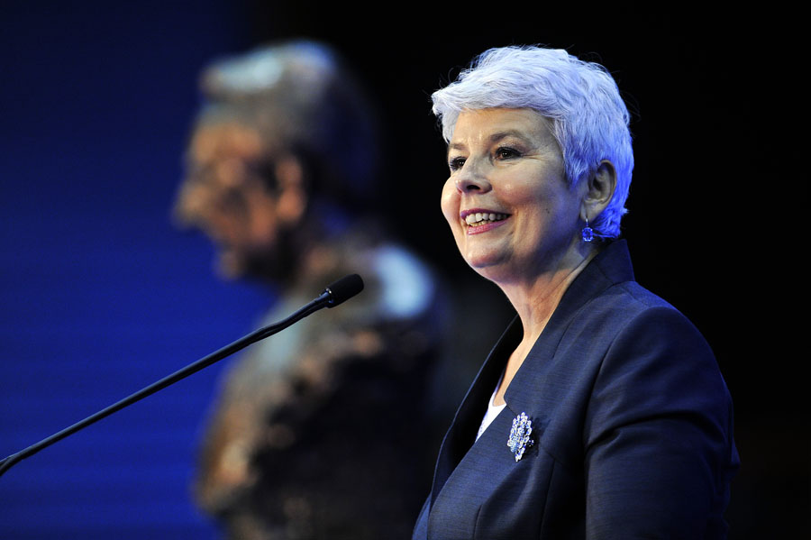 Zagreb, 231011.Mala dvorana Doma sportova.Sabor HDZ-a za I. izbornu jedinicu za predstojece parlamentarne izbore u prosincu.Na slici: predsjednica HDZ-a Jadranka Kosor.Foto: Boris Kovacev / CROPIX