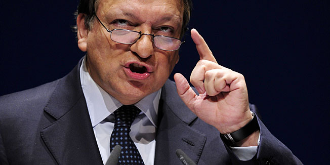 European Commission President Jose Manuel Barroso delivers a speech on Europe at the Konrad Adenauer Foundation, in Berlin on November 9, 2011. The speech is an annual recurrent comment on idea and condition of Europe. AFP PHOTO / JOHN MACDOUGALL