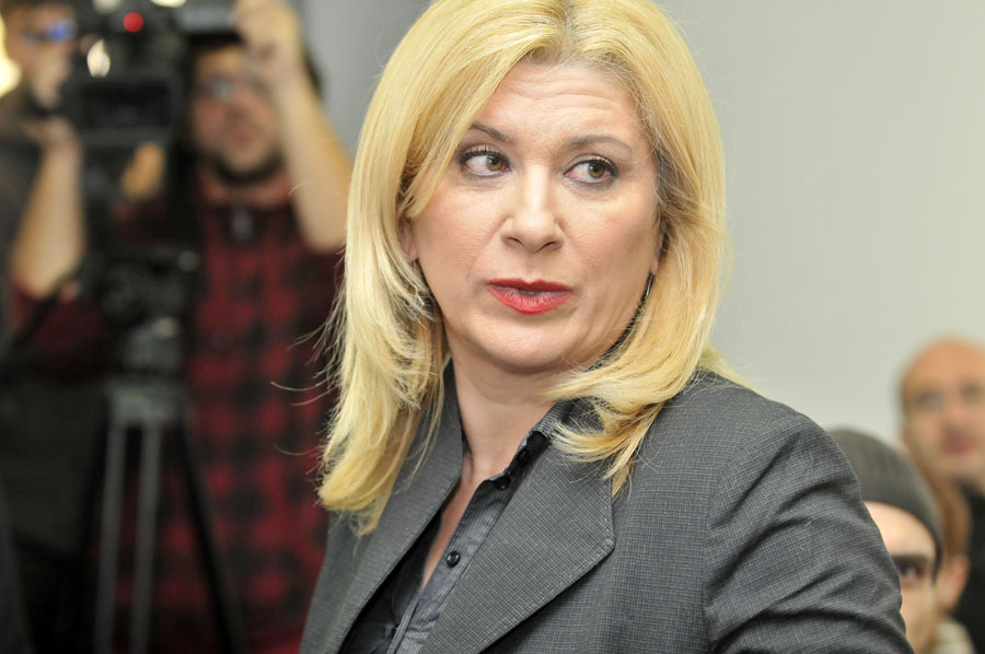 Zagreb, 131111.Parlamentarni izbori 2011.Konferencija za medije u sredisnjici HDZ-a na kojoj su Jadranka Kosor (HDZ) i Vesna Skare Ozbolt (DC) objavile da je potpisan sporazum izmedju HDZ-a i DC-a o pred i post izbornoj koaliciji.Na slici: Vesna Skare Ozbolt.Foto: Bruno Konjevic / CROPIX