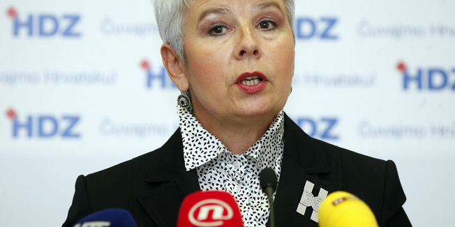 Zagreb, 151111.Sredisnjica HDZ-a.Premjerka Jadranka Kosor odrzala je press konferenciju o novoj programskoj orijentaciji HDZ-a.Foto: Damjan Tadic / CROPIX