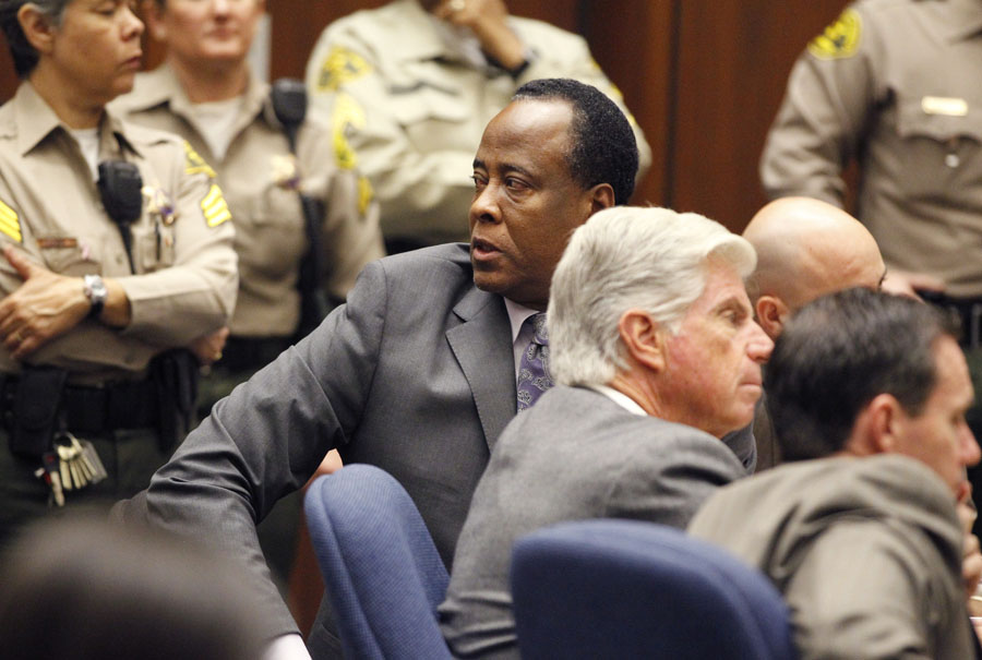 Dr. Conrad Murray turns to the courtroom audience after he was sentenced to four years in county jail for his involuntary manslaughter conviction in the death of pop star Michael Jackson on Tuesday, Nov. 29, 2011 in Superior Court in Los Angeles. (AP Photo/Mario Anzuoni, Pool)