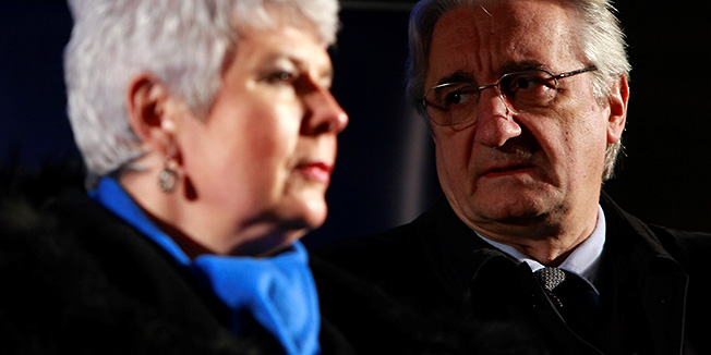 Zagreb, 021211.Jezero Bundek.Finalni skup Hrvatske demokratske zajednice  uoci parlamentarnih izbora 4. prosinca. Na fotografiji: Jadranka Kosor i Miroslav Tudjman.Foto: Ronald Gorsic / CROPIX