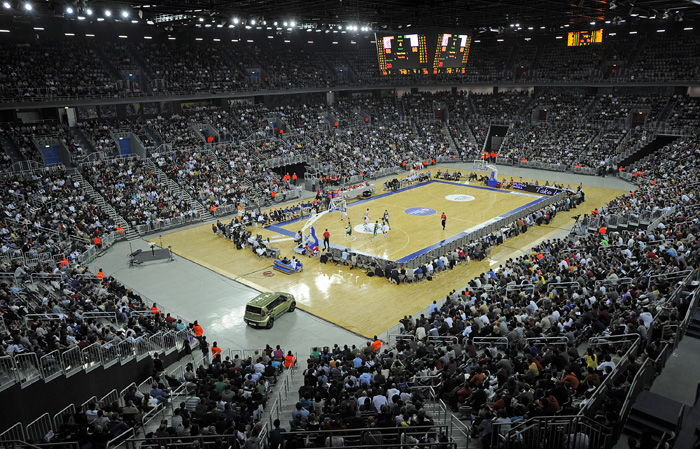 Zagreb, 230410.?Arena Zagreb.?Final four Nlb lige, zavrsnica kosarkaske regionalne lige, druga polufinalna utakmica izmedju Cibone i OlimpijeNa slici: po prvi put Arena je bila domacin kosarkaskim utakmicama.Foto: Sime Sokota / CROPIX