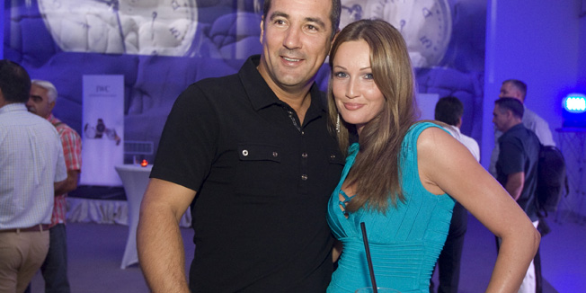 Split, 060711.U hotelu Radison Blu Resort Split zlatarna B Vama odrzala je promociju satova IWC Schaffhausen i automobila marke Audi.Na fotografiji: Igor Stimac sa djevojkom Lanom.Foto: Ante Cizmic / CROPIX 