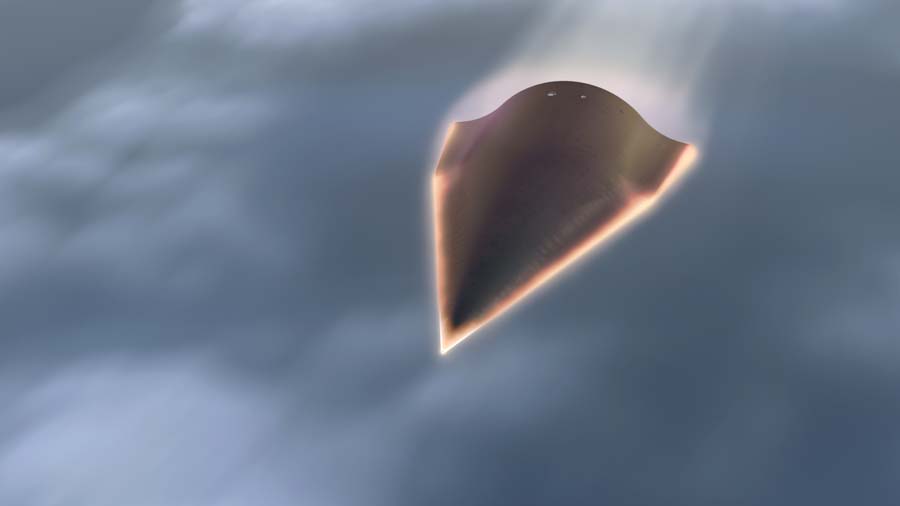This US Defense Advanced Research Projects Agency(DARPA) artists rendering shows the Falcon Hypersonic Technology Vehicle 2 (HTV-2). Falcon HTV-2 is an unmanned, rocket-launched, maneuverable aircraft that glides through the Earths atmosphere at incredibly fast speedsMach 20 (approximately 13,000 miles per hour).  At HTV-2 speeds, flight time between New York City and Los Angeles would be less than 12 minutes. The HTV-2 vehicle is a data truck with numerous sensors that collect data in an uncertain operating envelope. DARPA is scheduled to launch the second flight test of an unmanned hypersonic glider on August 11, 2011 to test technologies needed for a new global strike bomber concept designed to fly 20 times the speed of sound. AFP PHOTO / HANDOUT / DARPA                  = RESTRICTED TO EDITORIAL USE - MANDATORY CREDIT 