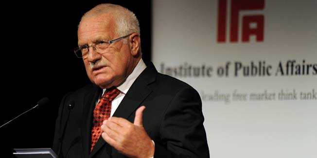President of the Czech Republic Vaclav Klaus speaks on 