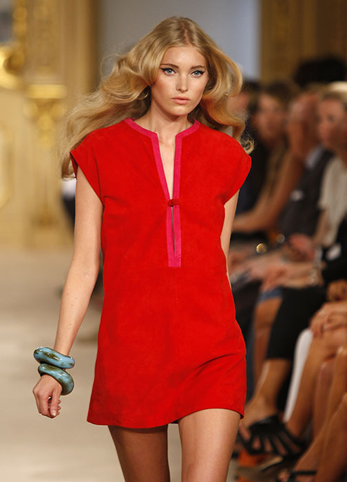 A model wears a creation of Simonetta Ravizza women's Spring-Summer 2012 fashion collection, during the fashion week in Milan, Italy, Wednesday, Sept. 21, 2011. (AP Photo/Antonio Calanni)