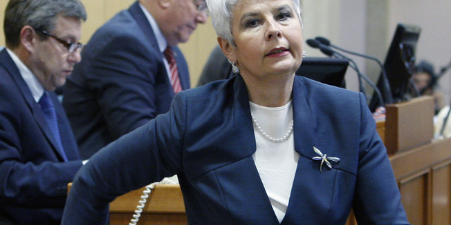 Zagreb, 161110.Sabor.Sjednica Sabora na kojoj se raspravlja o proracunu za 2011 godinu.Na slici: Jadranka Kosor.Foto: Davor Pongracic / CROPIX