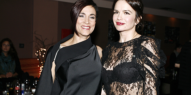 Zagreb, 161110.Avenija Dubrovnik 10, klub Ground Zero.Ivana Banfic, poznatija pod umjetnickim imenom I Bee, promovirala je spot za najavni singl povratnickog albuma 'Vampir'. Na slici Ivana Banfic i Severina.Foto: Nina Djurdjevic / CROPIX