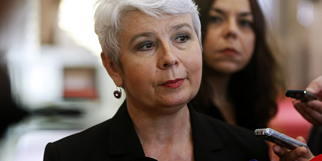 Zagreb, 130612.Markov trg.Sabor.Izjava za medije bivse premijerke Jadranke Kosor povodom najnovijih zbivanja u HDZ-u.Foto: Goran Mehkek / CROPIX