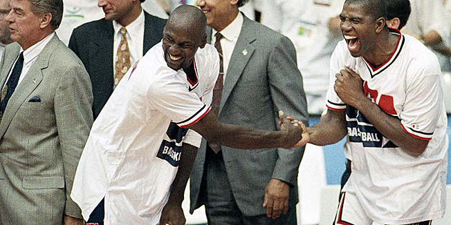 FILE - In this Aug. 8, 1992, file photo, USA's Earvin 