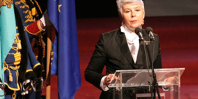 Karlovac, 150111.Premijerka Kosor u Karlovcu je nazocila proslavi 19. godisnjice medjunarodnog priznanja RH. Vise od 1000 Karlovcana pratilo je svecanu akademiju. Foto: Mario Pusic / Cropix