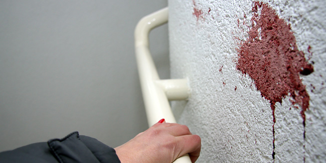 Osijek, 230111Mladi lijecnik Milan Buric, necak saborskog zastupnika HDSSB-a Dinka Burica,nozem je izbo svoju suprugu Marijanu pred ocima 17 mjesecne kceri. Iako ozlijedena, uspjela mu je pobjeci i za njom su na stubistu zgrade, u ulici Martina Divalta 64 u Osijeku, ostali tragovi krvi. Tragedija se dogodila na trecem katu u obiteljskom stanu.Foto: Dorian Horvat/ CROPIX