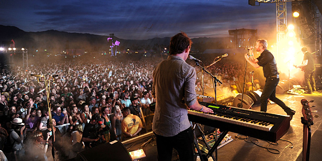 INDIO, CA - APRIL 17: The band The National performs during Day 3 of the Coachella Valley Music & Arts Festival 2011 held at the Empire Polo Club on April 17, 2011 in Indio, California.   Frazer Harrison/Getty Images/AFP== FOR NEWSPAPERS, INTERNET, TELCOS & TELEVISION USE ONLY ==