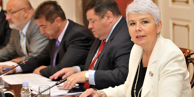 Zagreb, 160611. Vlada RH, redovita sjednica Vlade.Na slici: premijerka Jadranka Kosor, Petar Cobankovic, Darko Milinovic i Slobodan Uzelac.Foto: Bruno Konjevic / CROPIX
