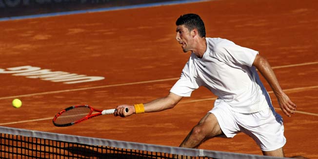 Umag, 280710.ATP Studena Croatia Open Umag, Stella Maris. Teniski turnir koji traje od 26. srpnja do 1. kolovoza ponovo je okupio najvece zvijezde domaceg i svjetskog tenisa. Mec izmedju Alexandr Dolgopolov (UKR) - Franco Skugor(CRO). Na slici: Franco Skugor.Foto: Goran Sebelic / CROPIX                              