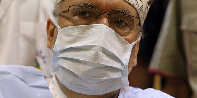 (FILES) A file photo taken on September 9, 2009, shows freed Lockerbie bomber Abdelbaset Ali Mohmet al-Megrahi at a hospital in Tripoli.  US Secretary of State Hillary Clinton on July 16, 2010 renewed American concerns over the Lockerbie affair in talks with her British counterpart William Hague, officials said. Abdelbaset Ali Mohmet al-Megrahi, the only person convicted of the 1988 bombing of a US Pan Am jumbo jet over the Scottish town of Lockerbie in which 270 people were killed, was freed from a Scottish jail last year.