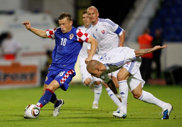 Bratislava, Slovacka, 110810.Stadion Pasienky.Medjunarodna  prijateljska nogometna utakmica Slovacka - Hrvatska.Na fotografiji: Ivica Olic.Foto: Ronald Gorsic / CROPIX