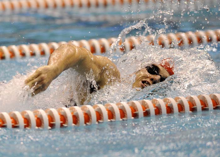 Zagreb, 200309.Bazen Utrine, Balotin prilaz bb.Prvenstvo Hrvatske u plivanju u malim bazenima.Na slici: Dominik Straga 400 m slobodno.Foto: Damir Krajac / CROPIX