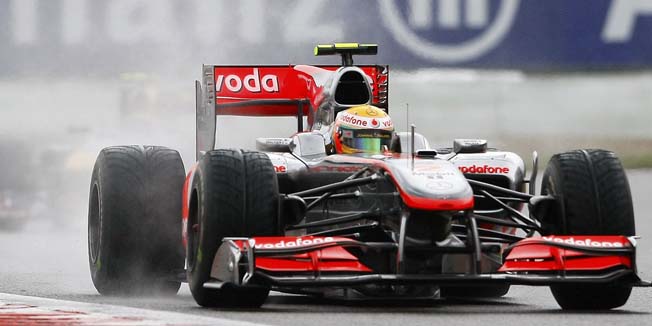 McLaren Mercedes driver Lewis Hamilton of Britain steers his car during the Belgian Formula One Grand Prix in Spa-Francorchamps, Belgium, Sunday, Aug. 29, 2010. (AP Photo/Michel Spingler)
