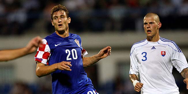 Bratislava, Slovacka, 110810.Stadion Pasienky.Medjunarodna  prijateljska nogometna utakmica Slovacka - HrvatskaNa fotografiji: Nikica Jelavic.Foto: Ronald Gorsic / CROPIX