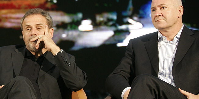 Zagreb, 080709.U Areni Zagreb predstavljen je nadolazeci cjelokupan program rada Arene. Na predstavljanju govorili su gradonacelnik Milan Bandic, predsjednik Uprave holdinga Ivo Covic (desno), direktor Arene Zdenko Antunovic (lijevo), Mladen Bodalec ispred Prljavog kazalista, Zoran Gobac i drugi.Foto: Igor Sambolec / CROPIX