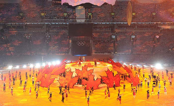 Artists perform during the opening ceremony of the Vancouver 2010 winter Olympics at BC Place on February 12, 2010 at BC Place in Vancouver. AFP PHOTO DDP / OLIVER LANG